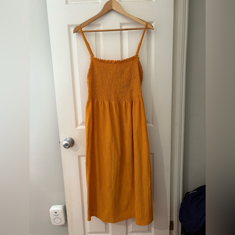 H&M Mustard Yellow Smocked Midi Sundress - Picture 2 of 12